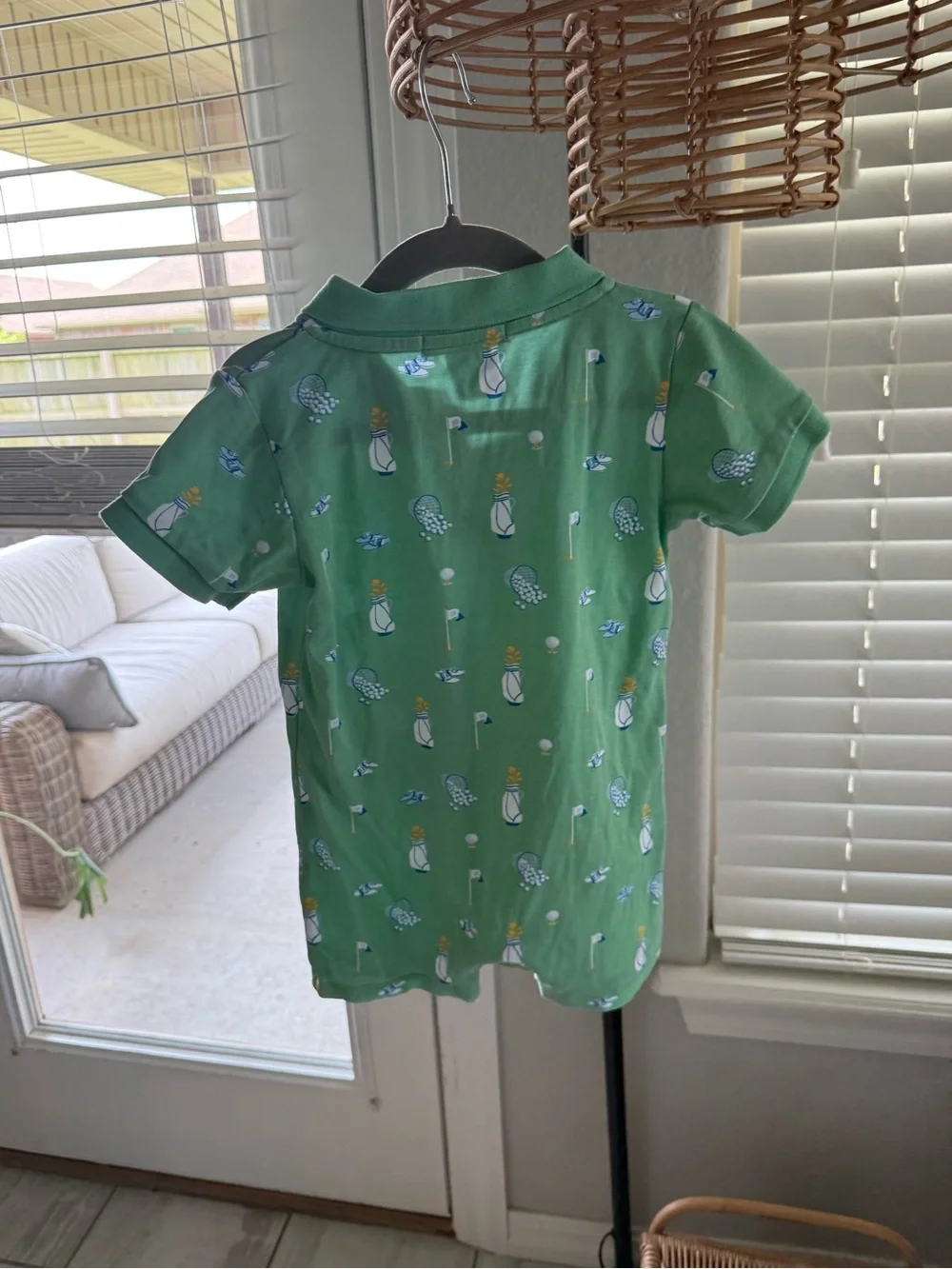 Green Golf-Print Polo Romper - The Beaufort Bonnet Company - CURRENT SEASON